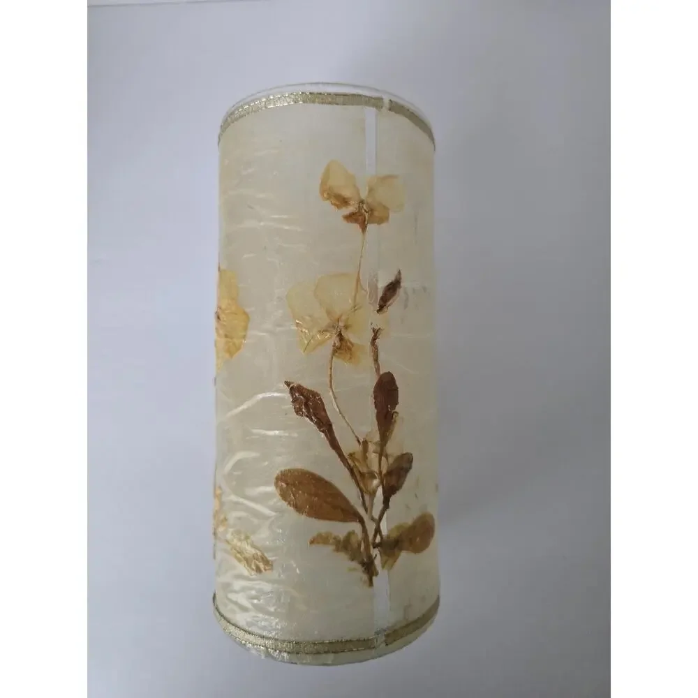Vintage Terrain-Style Pressed Floral Stems Glass Candle Holder/Hurricane Vasea